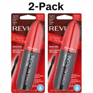 Revlon Mascara, All-in-One Eye Makeup, 501 Blackest Black(Pack of 2), 0.28 Fl Oz